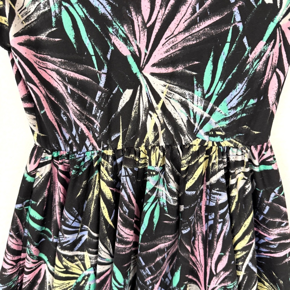 DotDotSmile Girls Twirl Dress – Black Multicolor Tropical Print 5/6 - Picture 6 of 11
